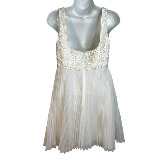 Sue Wong Nocturne Mini Cocktail Dress Embroidered Pleated Mesh White Ivory 4 - Picture 8 of 11